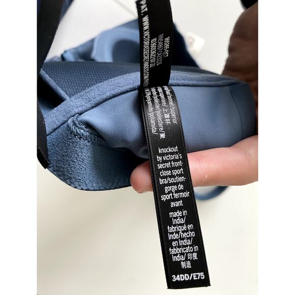 NWT Victoria's Secret On Point Knockout Zip Up Sports Bra in Blue Size 34DD - Picture 6 of 6